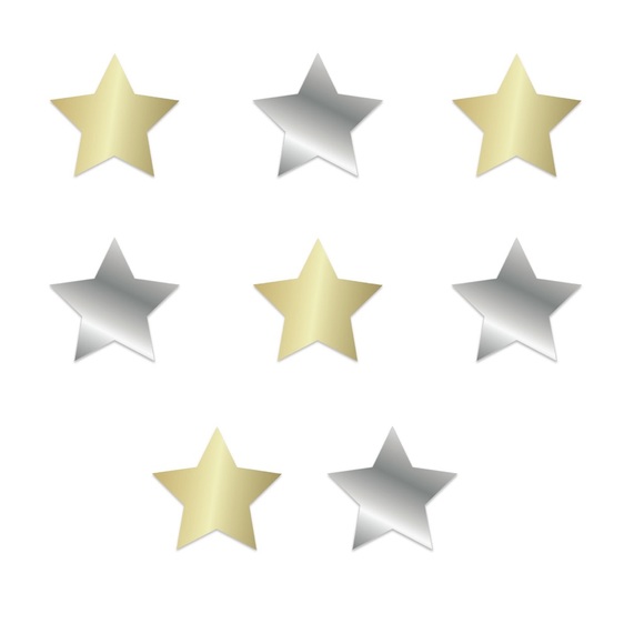 Blue Moon Studio 8pc Self-Adhesive Silver and Gold Star Wall Mirror Decals - Picture 3 of 5